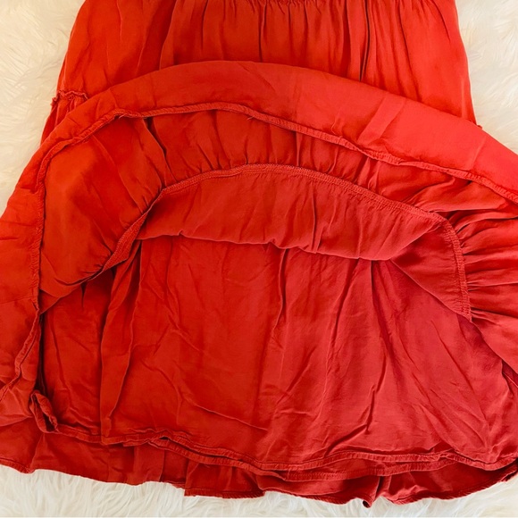 LE LIS Mini Dress Never Let You Down Rust Orange Tie-Strap Tiered Bow - Picture 5 of 8